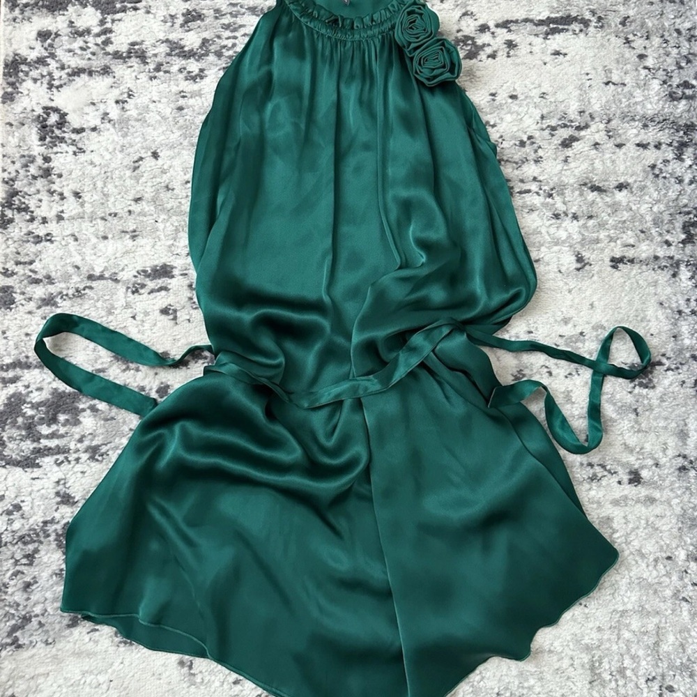 Elegant Green Satin Dress